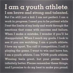 a poem written in white on a black background with the words i am a youth athlete