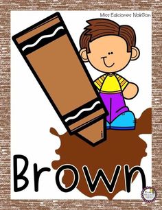 a brown poster with the words brown and a boy holding a giant piece of chocolate