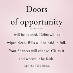 a pink poster with the words doors of opportunity