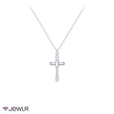 This beautiful cross pendant is a symbol of faith and makes a lovely gift when celebrating a christenings, communions or other sacred events. This mini cross features a 4x2mm baguette birthstone at its center available in both genuine or simulated stones. Customize your cross by designing one in sterling silver or 14k or 10k gold. Minimalist Cross Jewelry For First Communion, Minimalist Cross Jewelry For Baptism, White Gold Cross Jewelry For Baptism, White Gold Cross Pendant Necklace For First Communion, White Cross Necklace For Baptism, White Cross Pendant Necklace For Baptism, White Gold Cross Jewelry For First Communion, White Gold Cross Pendant For First Communion, Sterling Silver Cross Necklace For Baptism