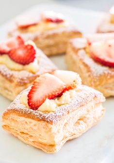 strawberry croissants with puff pastry and custard