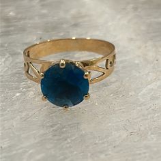 Beautiful Shade Of Blue (Untested Stone But Same Shade As London Blue Gem). Authentic And Tested 14k Gold I Am Reposhing This And Never Wore It - It Was Originally Advertised As Aquamarine And Size 8 (False). Blue Gems, Yellow Gold Ring, London Blue, Blue Stone, Yellow Gold Rings, Womens Jewelry Rings, Blue Gold, Shades Of Blue, Aquamarine