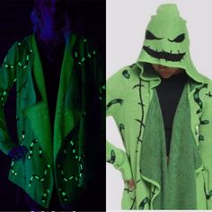 Nwt New In Package Glow In The Dark Size 2 18-20 Size 3 22-24 Size 4 26 Size 2x #Well, Well, Well, What Have We Here? We're Gamblin' On This Cardigan To Complete Our Halloween Town Outfit! Rep The Boogie Man With This Drape Cardigan From The Nightmare Before Christmas. Features Glow-In-The-Dark Worms And Stitches All Over, And Complete With A Pointed Hood With Oogie Boogie's Face On It! Please Note: For The Full Glow-In-The-Dark Effect, Please Leave Garment Out In A Brightly Lit Area For Approxi The Boogie Man, The Nightmare Before Christmas Oogie, Nightmare Before Christmas Oogie Boogie, Boogie Man, Town Outfits, The Boogie, Her Universe, Well Well, Oogie Boogie