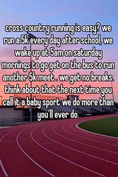 a quote that says cross country running is easy we run a 5k every day after school