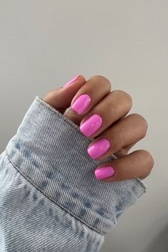 Basic Acrylic Nail Designs, Flamingo Pink Nails, Shellac Nails Summer, Purple Gel Nails, Flamingo Nails, Gel Toe Nails, Square Nail Designs, Vibrant Nails, Basic Nails