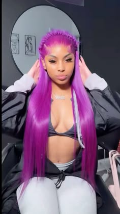 Purple Lace Front, Wigs Straight Hair, Wigs Straight, Purple Wig, Wig Ideas, Frontal Hairstyles, Lace Front Wigs Human Hair, Lace Frontal Wigs