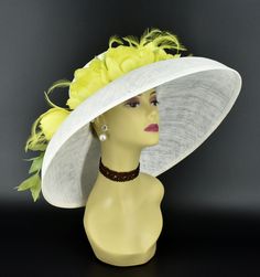 "✿*.Key Features.*✿ This is a gorgeous Audrey Hepburn Style Hat with lovely three feather flowers and two buds. 19.75\"(50cm) extra wide brim, the widest stiff brim hat in my store! It's very beautiful. Great for Kentucky derby, weddings, church, Easter, Royal Ascot, horse races, cocktails, tea party, or any hat wearing occasion. Hat base size: From front to back: 19.75\" (50cm) From left to right: 19.75\" (50cm) Wide brim Appr: 7~7.5\"\" Head girth: 22.5\"(57cm), adjustable string inside to mak Feathered Church Hats For Summer, Summer Mini Hats With Ostrich Feathers For Races, Summer Formal Hats With Feather Trim, Feathered Summer Church Hats, Spring Church Hats With Feathers, Formal Summer Hats With Feathers, Summer Church Hats With Feathers, Summer Races Mini Hat With Ostrich Feathers, Summer Race Day Mini Hats With Ostrich Feathers