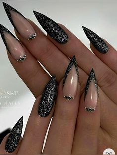 Pink Stiletto Nails, Long Nail Designs, Silver Nails, Elegant Nails