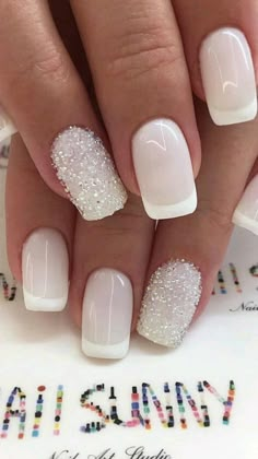 White Glitter Nails, Subtle Nails, Nails Homecoming, Homecoming Nails Acrylic, Nails Square, Acrylic Coffin, Bride Nails, Nail Designs Glitter, Sparkly Nails