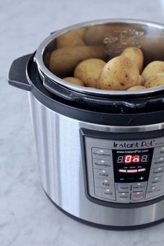 potatoes are in an instant pot on the counter