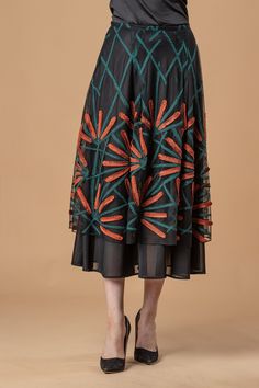 Flannery Skirt - Cattail #evafranco #evafrancodesign Follow us on Instagram @evafrancodesign Fall Outfits Skirt, Inspiration From Nature, Skirt Outfits Fall, Tiered Midi Skirt, 3d Embroidery, Dress Up Outfits, Weekend Style, Womens Fashion For Work, Casual Fall Outfits