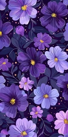 Purple Flowers Wallpaper Backgrounds, Floral Wallpapers Aesthetic, Flower Purple Wallpaper, Purple Flowers Background, Purple Flower Wallpaper, Flowers Wallpaper Iphone, Flower Pattern Wallpaper, Paper Patterns Design, Purple Flower Background