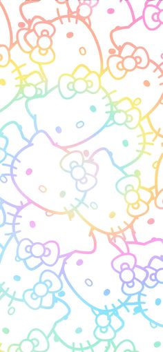 the hello kitty wallpaper is multicolored