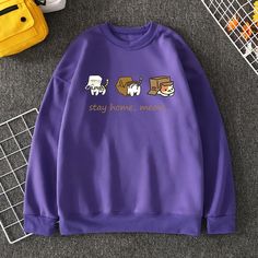 Cute Long Sleeve Sweatshirt With Cat Design, Cute Long Sleeve Sweatshirt With Cat Print, Kawaii Long Sleeve Top With Cat Design, Cute Crew Neck Sweatshirt With Cat Design, Trendy Long Sleeve Sweatshirt With Cat Design, Kawaii Letter Print Sweatshirt For Fall, Cat Presents, Cat Dad Gifts, Cartoon Sweatshirts