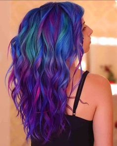 Teal Hair Color, Galaxy Hair, Cute Hair Colors, Rainbow Hair Color, Teal Hair, Dyed Hair Inspiration, Out Of Place, Mom Hairstyles, Pretty Hair Color