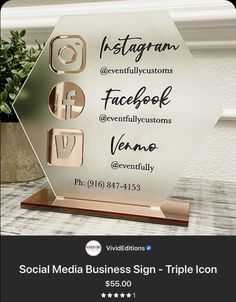 the social media business sign - triple icon is displayed in front of a white background