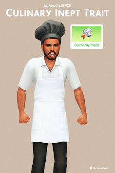 an animated man wearing a chef's hat and apron with the caption culinary nept trail