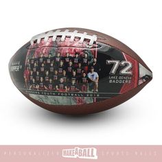 a football with the team's photo on it