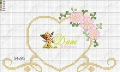 a cross stitch pattern with the name dana on it and a pink flower next to it