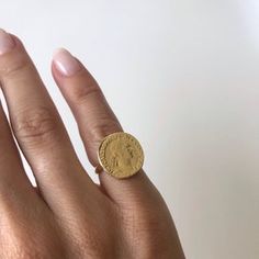 Gold signet ring stacking ring coin ring minimalist ring | Etsy Dainty Adjustable Signet Ring, Handmade Minimalist Open Signet Ring, Minimalist Handmade Open Signet Ring, Gold Coin Shaped Signet Ring, Gold Coin-shaped Signet Ring For Gift, Gold Coin Signet Ring For Gift, Gold Coin Shaped Signet Ring For Gift, Gold Coin Ring, Gold Medallion Necklace