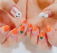 Every bunny will love these Easter nail art ideas. Easter Nail Art Designs, Kawaii Nail Art, Kutek Disney, Tato Henna, Easter Nail, Easter Nail Designs, Easter Nail Art, Animal Nails, Kawaii Nails