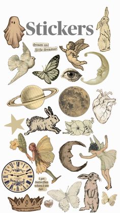 an image of stickers with different types of animals and other things on the cover