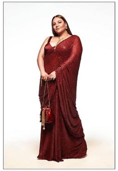 Plus Size Saree Look, Saree Plus Size, Plus Size Saree, Sabyasachi Designer, Isha Ambani, Midsize Outfit, Sequence Saree, Cocktail Wear, Party Sarees