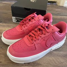 All Orders Ship In 1-3 Business Days! Hot Pink Air Force 1's Conditions: Great Condition, Never Worn, Brand New The Color Is Hot Pink With White Outsoles. Colorful Stitching On The Tongue And Black Stitching At The Back Of The Heel. Size: 8 Measurements Are Approximate To Women Deco And Offset Stitching Create A Customized, Pierced Look. The Rich Mixed Material Upper Renders It Easy To Style And Break In. Perforations On The Toe Add An Airy Aesthetic. Ultra-Soft React Foam In The Heel Offers Unp Air Force Fontanka Pink, Nike Air Force 1 Fontanka, Womens Nike Air Force 1, Airy Aesthetic, Nike Fashion Shoes, Womens Nike, Nike Fashion, Break In, Retro Look