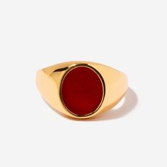 Laurel Oval Red Agate Signet Ring in Gold Plated Silver Oval Signet Ring, Signet Rings Women, Ring Inspo, September Birthstone Jewelry, August Birthstone Jewelry, July Birthstone Jewelry, Gold Signet Ring, Jewelry Ring Box, Red Agate