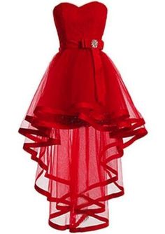 Sweetheart Red Tulle And Lace High Low Party Dress, Lace-up Formal Dress on Luulla Homecoming Dresses High Low, Simple Prom Dress Short, Kerala Dress, High Low Party Dresses, Figure Sketches, Fashion Figure, Red Homecoming Dresses, Sweetheart Prom Dress, Ally Fashion