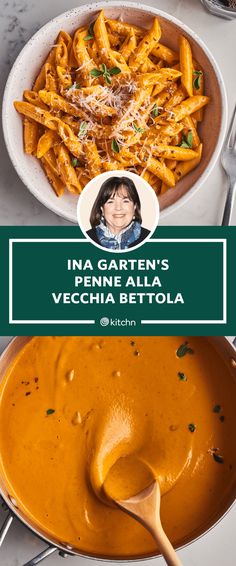 an image of a bowl of pasta and a plate of vegetables with the words inagretti's italian vecchina bettola