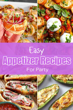 easy appetizer recipes for party, including zucchini breads and stuffed peppers