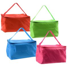 four different colored bags with handles on each side