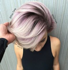 @guytanghairartist used (on level 10 hair) #KenraColor #MetallicObsession Demi 8VM midshaft and 9VM on ends and went in using #KenraColorCreative Violet to create a swirl of iridescence. Metallic Hair Color, Ashy Blonde, Guy Tang, Ombré Hair, Hair Color For Women, Short Hair Color, Pastel Hair, Short Blonde Hair, Metallic Hair