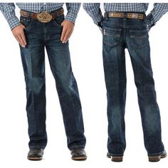 These Cinch Boys Carter Slim Jeans Are Not Just Durable But They Look Cute Too. Everything You Have Come To Love For Men's Cinch Jeans Is True Of These Boy's Jeans. You Will Love How They Look Like A Little Cowboy And How They'll Hold Up. Arena-Flex - Added Comfort - Increased Range Of Motion - Durable Construction Color: Dark Stonewash Boys Size: 6s Style: Slim Mid Rise - Relaxed Fit - Boot Cut Leg Adjustable Waistband 11.5 Oz Performance Denim Model: Mb16141003 Cinch Jeans, Western Jeans, Little Cowboy, Adjustable Waistband, Girls Denim, Boys Jeans, Range Of Motion, Slim Jeans, Men Clothing