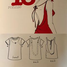 the front and back of a woman's top sewing pattern