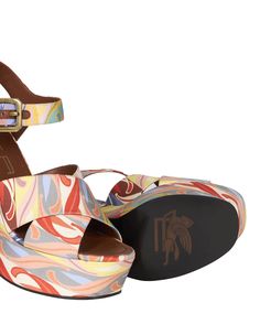 Composition: Leather/polyester/brass Designer Multicolor Ankle Strap Sandals, Luxury Multicolor Summer Heels, Luxury Multicolor Heels For Summer, Multicolor Leather Sandals With Buckle Closure, Luxury Multicolor Sandals For Spring, Designer Multicolor Sandals For Vacation, Luxury Multicolor Sandals For Formal Occasions, Luxury Multicolor Formal Sandals, Designer Multicolor Beach Sandals