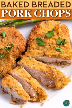 Close-up of baked breaded pork chops with a crispy golden crust, garnished with fresh parsley. Juicy, tender, and easy to prepare, this dish is a delicious weeknight dinner option. Pork Chops Tender, Boneless Pork Chops, Baked Pork Chops, Easy Pork