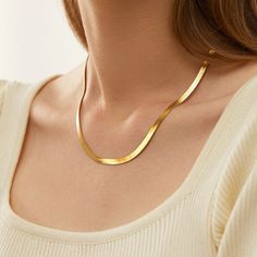 ✨Our 14K Gold Plated Sterling Silver Herringbone Chain Necklace, showcasing a timeless 3MM Snake Layering design. This adjustable piece, extending to 16 inches, is not only lightweight but also remarkably durable. It serves as a simple yet elegant accessory, capable of shining on its own or effortlessly enhancing any ensemble with its thin and sophisticated chain. 💫 🌟 Embrace the trendiness embodied in the 3MM Flexible Flat Magic Herringbone Necklace - a harmonious blend of elegance and strength. Perfect for daily wear, this versatile accessory can stand alone, complement a pendant, or be layered with other necklaces. Ensures suitability for any occasion, be it a formal night out or a casual day, infusing a touch of sophistication into your personal style. ✨ Product Specification: ------ Necklace For Best Friend, Layering Design, Gold Herringbone Chain, Herringbone Chain, Herringbone Necklace, Layering Necklace, Best Friend Gift, Elegant Accessories, Gold Plated Necklace