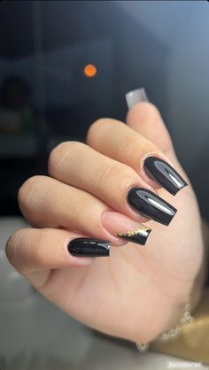 Party Nails Birthday, Black Acrylic Nails, Edgy Nails, Casual Nails, Fancy Nails, Short Acrylic Nails