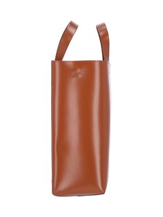 100% Leather Luxury Brown Rectangular Bucket Bag, Luxury Brown Bucket Box Bag, Brown Calf Leather Tote Shoulder Bag, Luxury Brown Leather Box Bag, Formal Rectangular Bucket Bag With Leather Handles, Cognac Calf Leather Tote Bag, Cognac Calf Leather Bag For Office, Modern Brown Box Bag For Evening, Modern Brown Bucket Box Bag