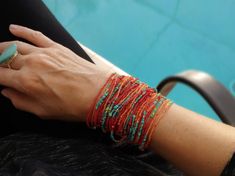 Seed Bead Wrap Bracelets, Adjustable Coral Beaded Bracelets With Colorful Beads, Beach Bracelets With Colorful Beads In Coral, Multicolor Beaded Wrap Bracelet For Summer, Beach Colorful Beaded Wrap Bracelet, Hand-strung Coral Beaded Bracelets, Coral Reef Color, Bead Wrap Bracelet, Bead Studio