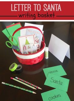 letter to santa writing basket for kids