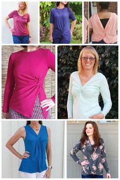 six different types of women's blouses and shirts