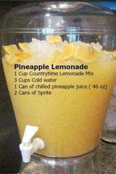 pineapple lemonade in a blender with instructions for how to make the drink