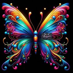 a colorful butterfly with lots of bubbles on it's wings, and the colors are multi