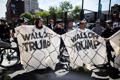 Protesters take the street to demonstrate against Trump’s call to build a wall along the U.S.-Mexico border near the Republican National Convention on July 20, 2016 in Cleveland, Ohio. Brooks Kraft for Politico Magazine Mexico Border, Magazine