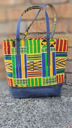 Dupsie's Effia African Kente Print Tote Bag DPPB4075K African Tops For Women, African Shoes, Kente Print, African Hats, African Bag, Head Wraps For Women, African Head Wraps, African Clothing For Men, Printed Clutch