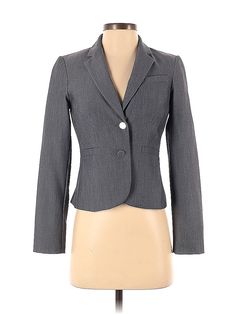 Calvin Klein Blazer Size: 2 Jackets & Outerwear - used. 76% POLYESTER, 20% RAYON, 4% SPANDEX | Calvin Klein Blazer Jacket: Gray Jackets & Outerwear - Size 2 Petite Luxury Calvin Klein Single-breasted Blazer, Calvin Klein Tailored Single-breasted Outerwear, Calvin Klein Single-breasted Winter Outerwear, Gray Blazer, Grey Blazer, Gray Jacket, Outerwear Jackets, Blazer Jacket, Calvin Klein