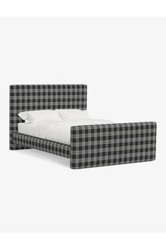 a black and white checkered bed frame